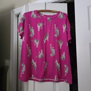 Women's Pink Tiger Print Pajama Top